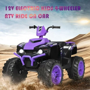 12V Kids Electric 4-Wheeler ATV Quad Ride-On Car with LED Lights Purple Trend Times 2