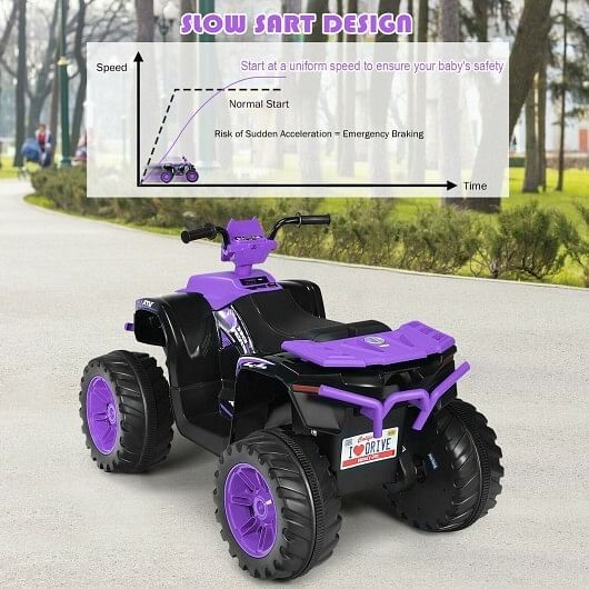 12V Kids Electric 4-Wheeler ATV Quad Ride-On Car with LED Lights Purple Trend Times 3