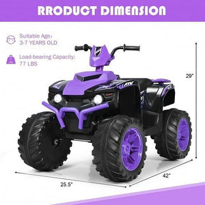 12V Kids Electric Purple 4-Wheeler ATV Ride-On Car with LED Lights Trend Times 4