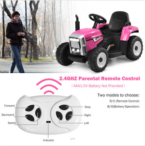 12V Battery-Powered Kids Electric Ride-On Tractor Toy with Trailer and Remote Control Trend Times 6