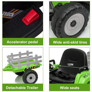 12V Battery-Powered Kids Electric Ride-On Tractor Toy with Trailer and Remote Control Trend Times 8