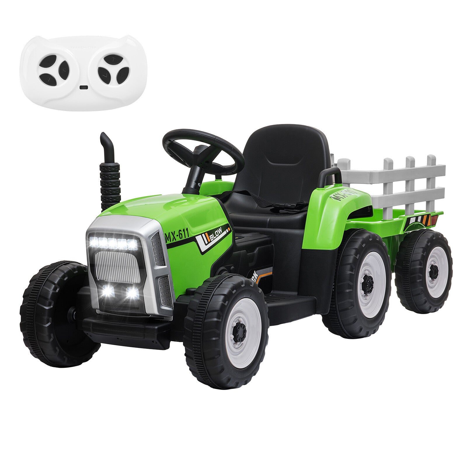 12V Battery-Powered Kids Electric Ride-On Tractor Toy with Trailer and Remote Control Trend Times 0