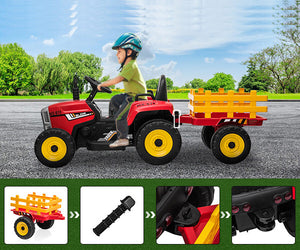 12V Battery-Powered Electric Ride-On Tractor Toy with Trailer and Remote Control for Kids Trend Times 8