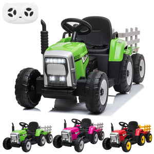 12V Battery-Powered Kids Electric Ride-On Tractor with Trailer and Remote Control Trend Times 3
