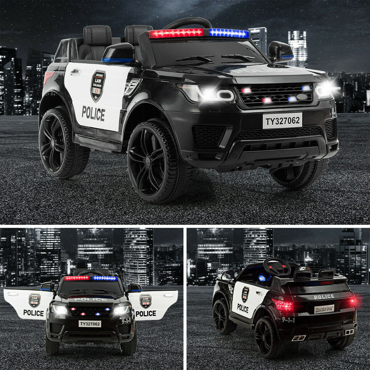 12V Kids Electric Ride-On Police Car with Bluetooth and Remote Control Trend Times 6