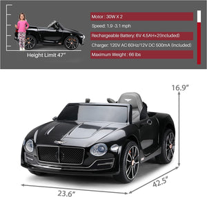 12V Licensed Bentley Style Kids Electric Ride-On Car with Remote Control Trend Times 2