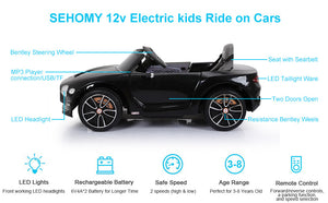 12V Licensed Bentley Style Kids Electric Ride-On Car with Remote Control Trend Times 7
