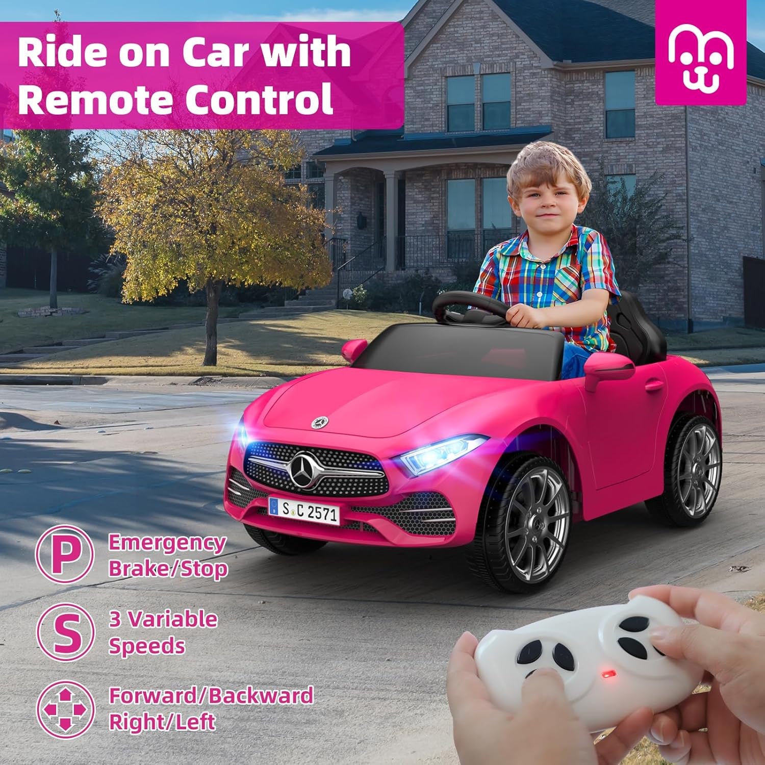 12V Kids Electric Ride-On Car with Remote Control Bluetooth USB Music Player 3.1M Trend Times 1