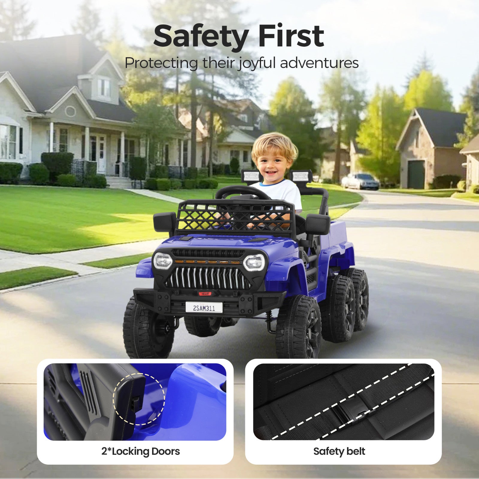 12V Electric Ride-On Car for Kids with 6 Wheels and Parent Remote Control, Ages 3-10 Trend Times 3