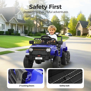 12V Electric Ride-On Car for Kids with 6 Wheels and Parent Remote Control, Ages 3-10 Trend Times 3