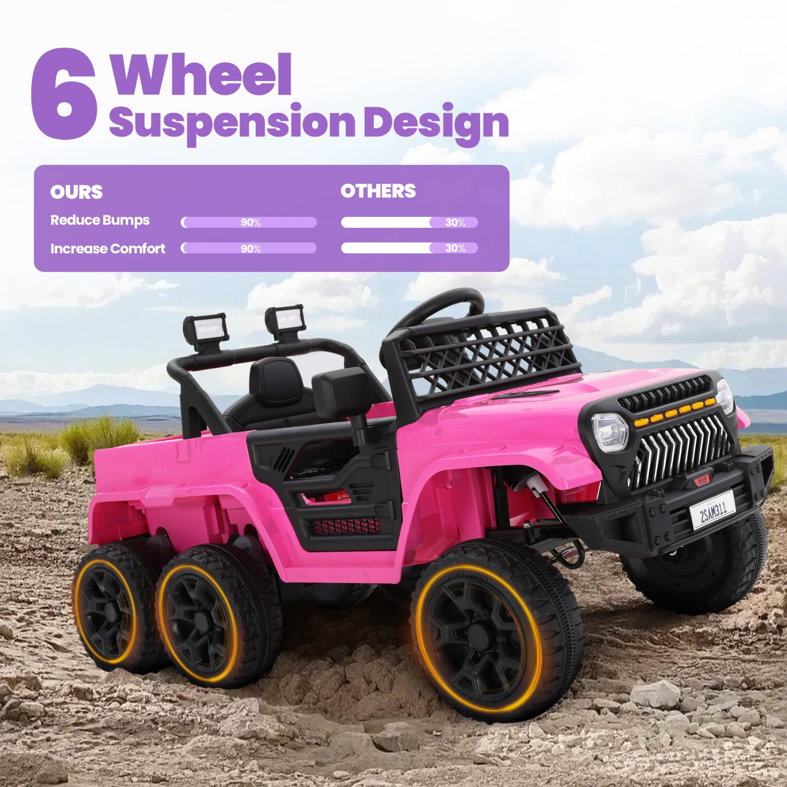 12V Electric Ride-On Car for Kids with 6 Wheels and Parent Remote Control, Ages 3-10 Trend Times 2