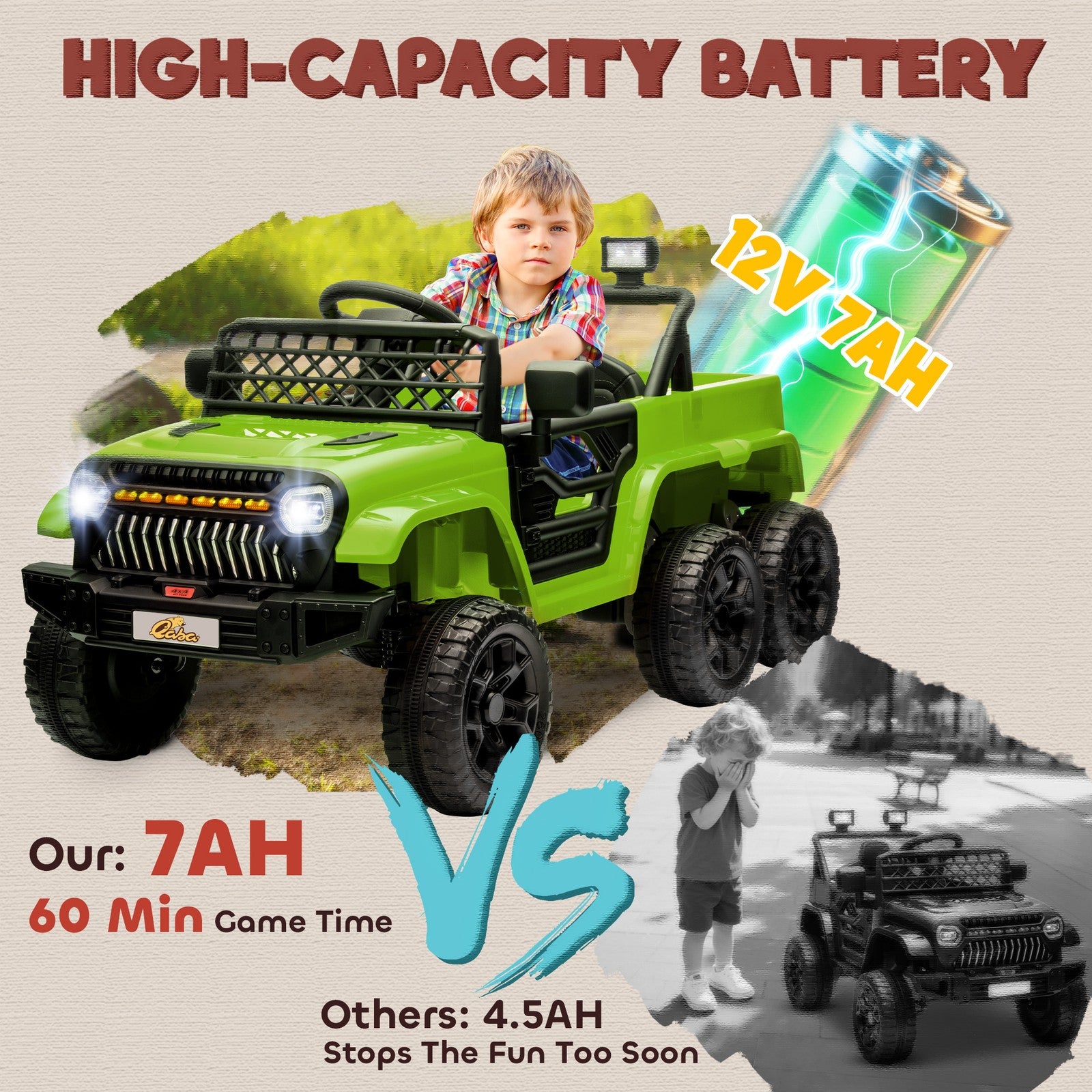 12V Kids Electric Car with 2WD/4WD Switch, Remote Control, Camouflage Design Trend Times 7
