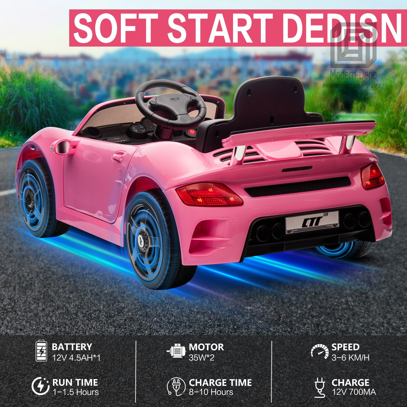 12V Kids Electric Ride-On Car with Parent Remote Control, Dual Motors, Lights, and MP3 Player Trend Times 2