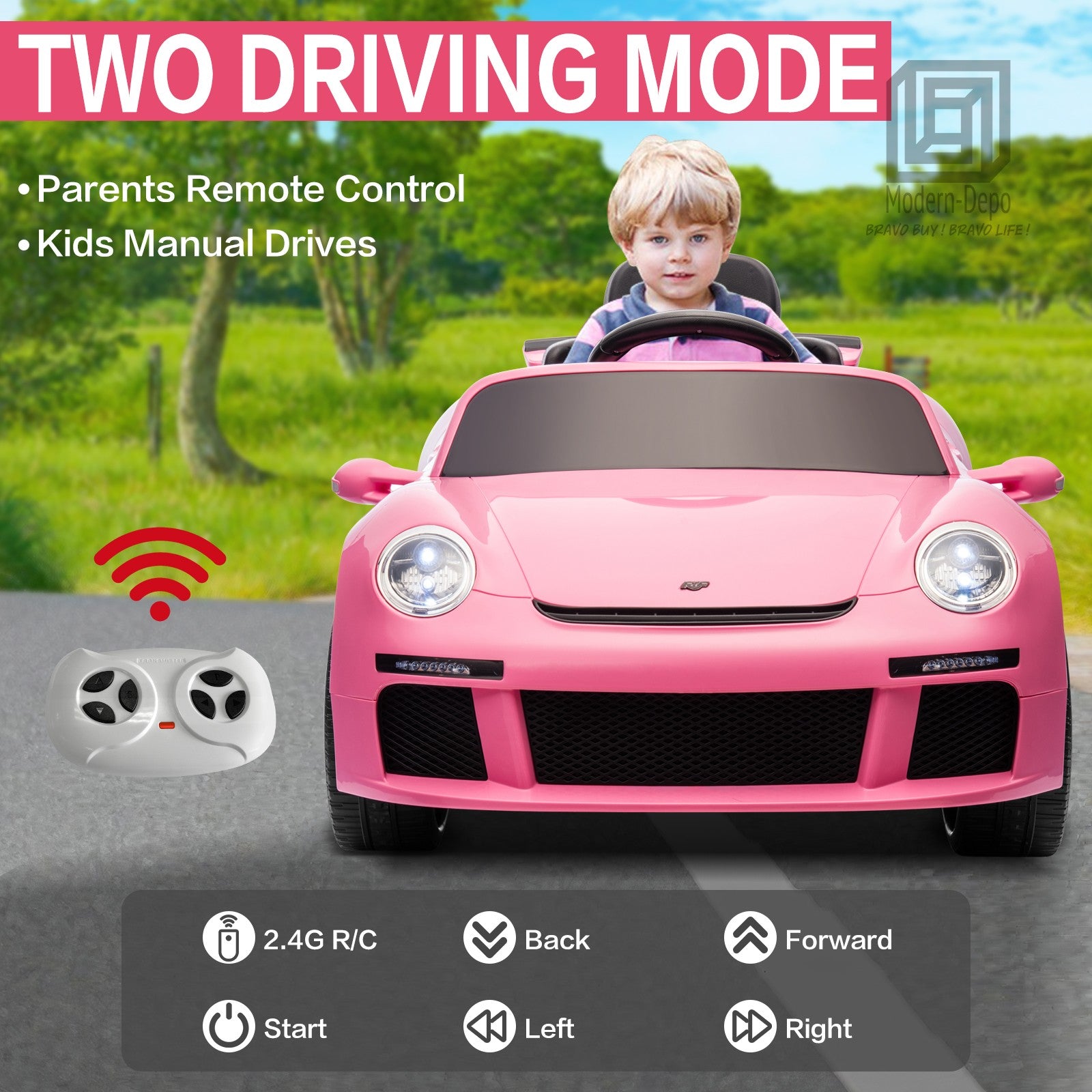 12V Kids Electric Ride-On Car with Parent Remote Control, Dual Motors, Lights, and MP3 Player Trend Times 5