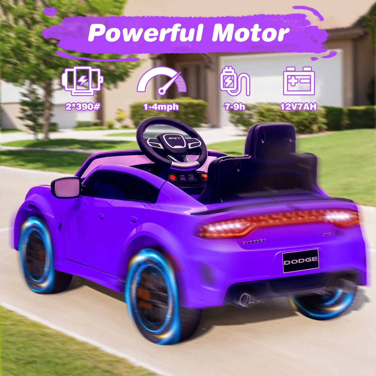 12V Kids Electric Ride-On Car Licensed Dodge Charger with Remote Control Trend Times 4