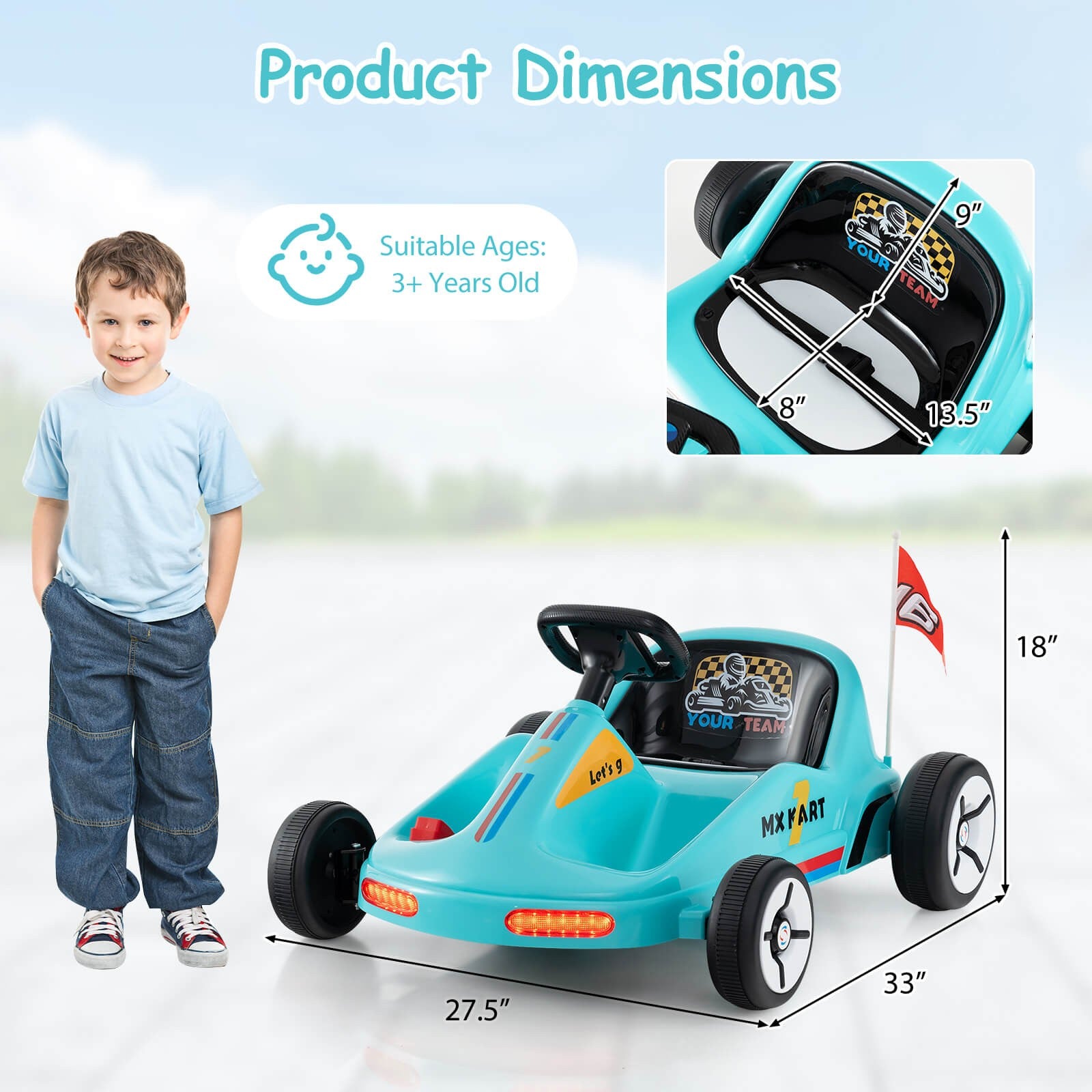 12V Kids Electric Ride-On Go-Kart with 7AH Battery and Remote Control Trend Times 1