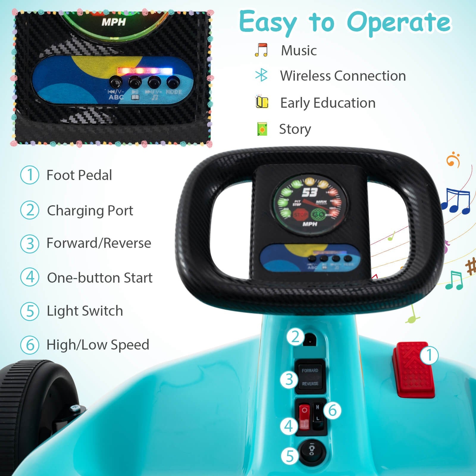 12V Kids Electric Ride-On Go-Kart with 7AH Battery and Remote Control Trend Times 4