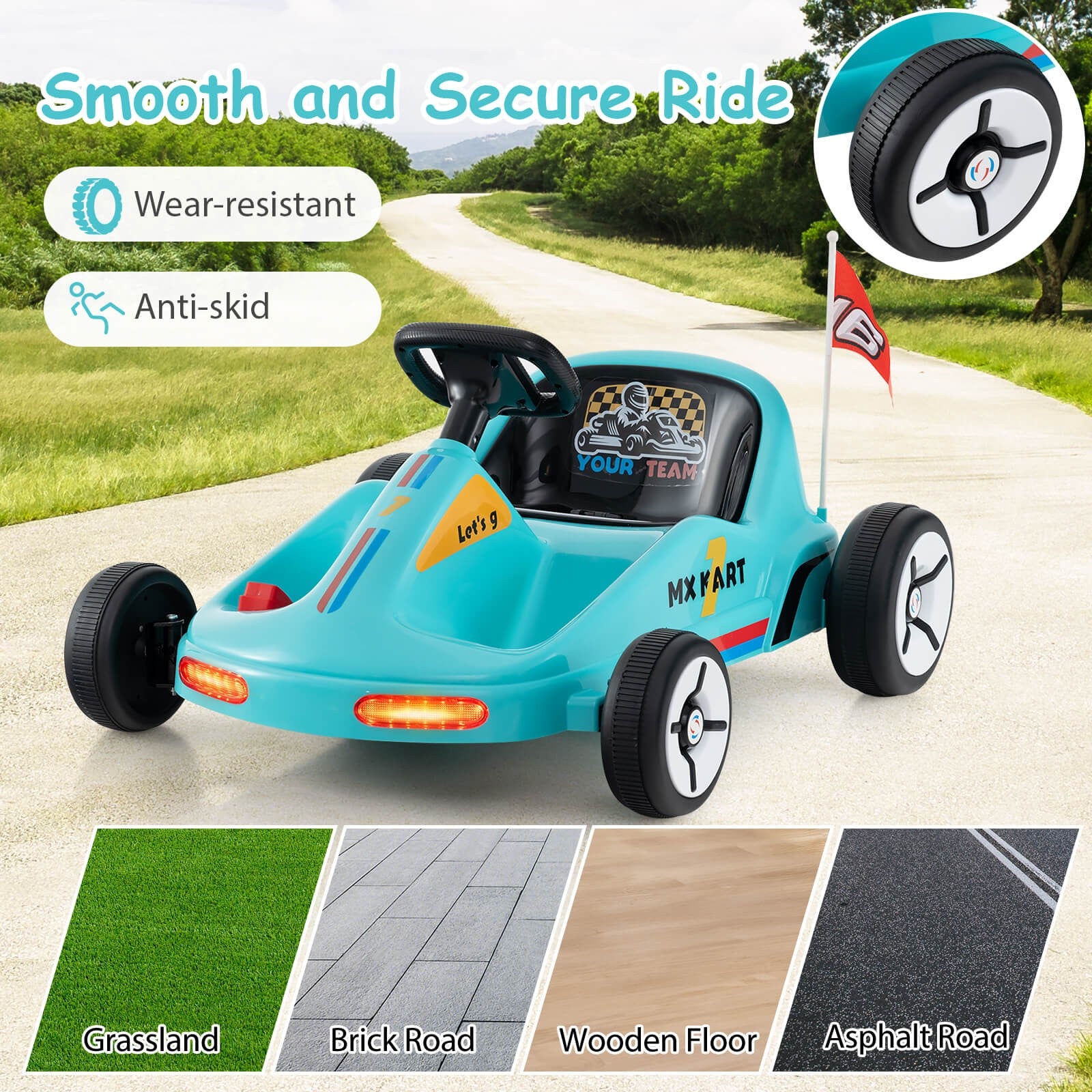 12V Kids Electric Ride-On Go-Kart with 7AH Battery and Remote Control Trend Times 5