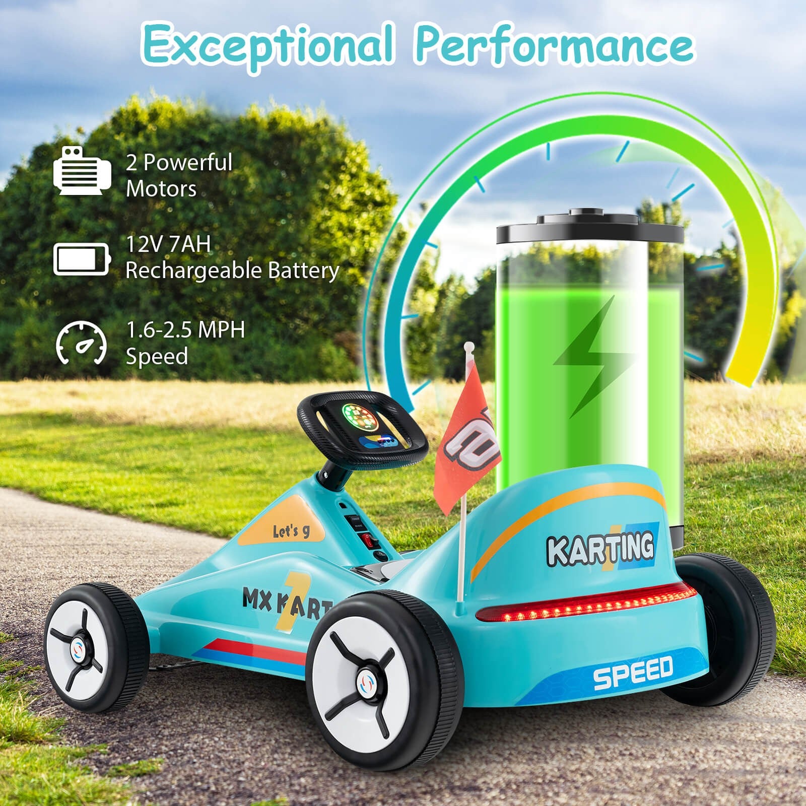 12V Kids Electric Ride-On Go-Kart with 7AH Battery and Remote Control Trend Times 7