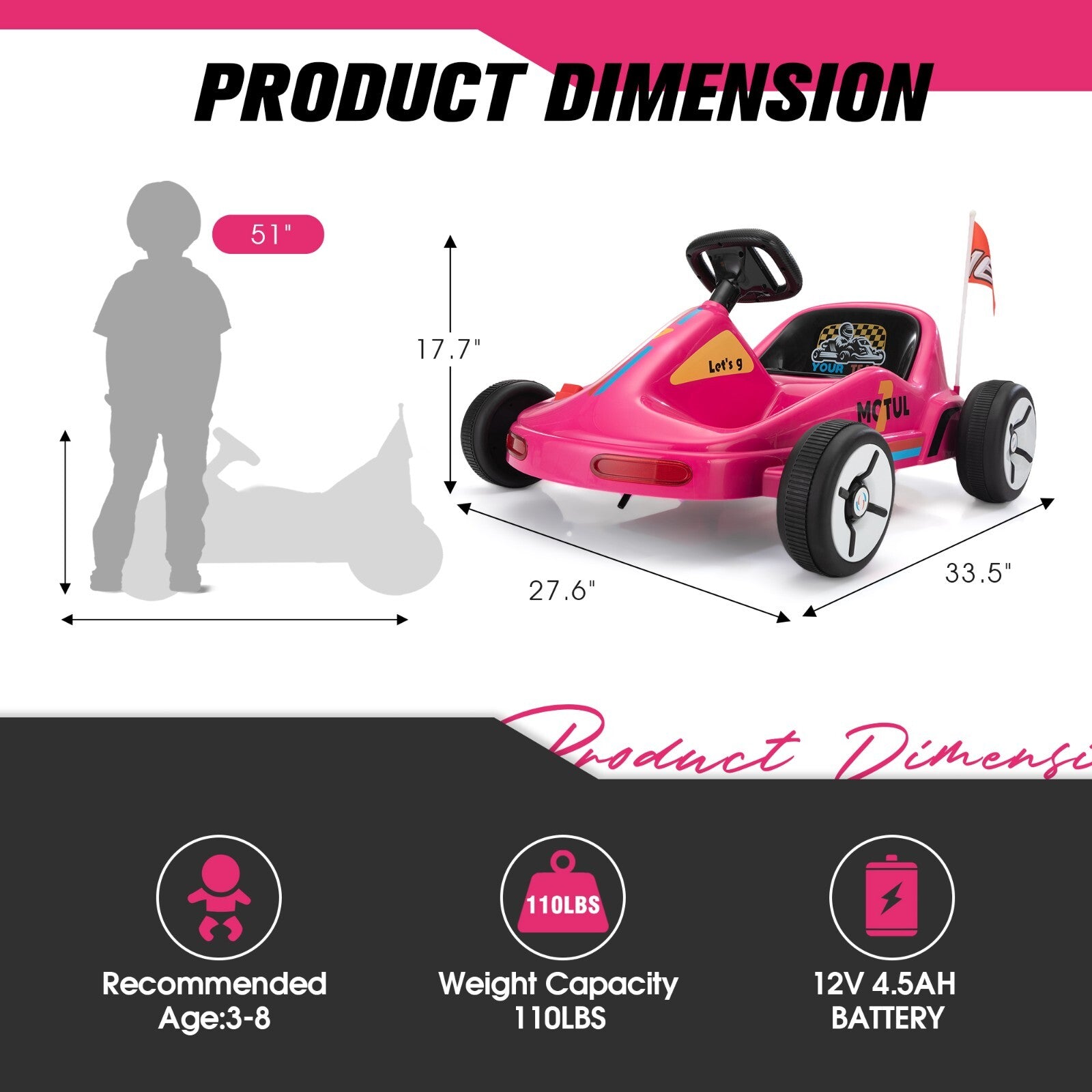 12V Kids Electric 4-Wheel Ride-On Go-Kart with Remote Control, Blue, Ages 3-8 Trend Times 21
