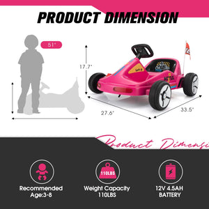 12V Kids Electric 4-Wheel Ride-On Go-Kart with Remote Control, Blue, Ages 3-8 Trend Times 21