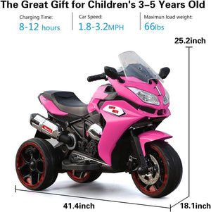 12V Electric Kids Motorcycle Pink 3-6 Years 3.5 km/h Adjustable Size 43-55 Inch Trend Times 3