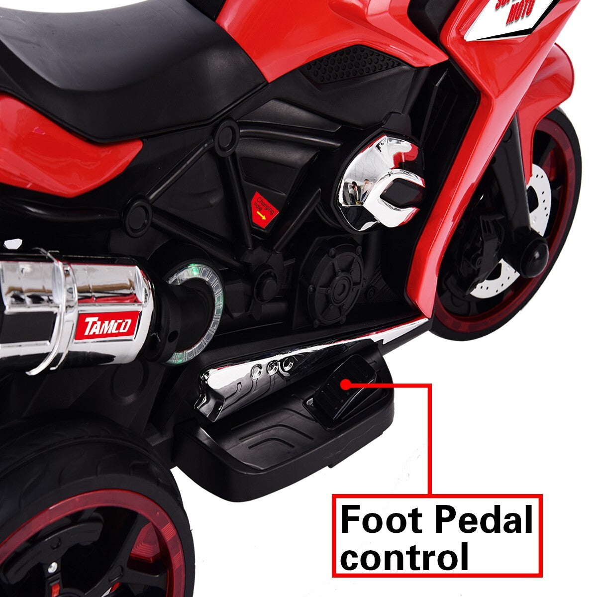 12V Electric Kids Motorcycle Red 3-6 Years 3.5 KM/H 43-55 Inch Trend Times 1