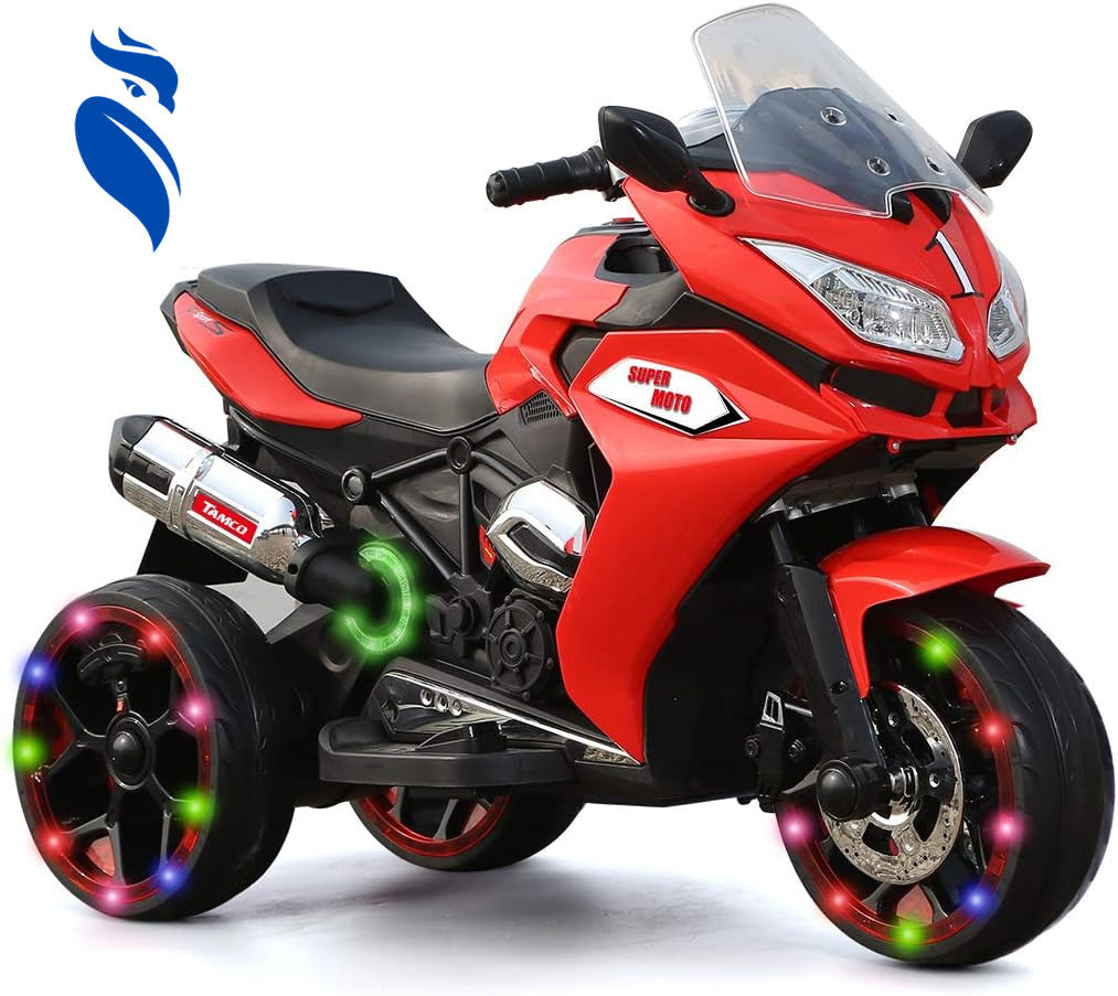 12V Kids Electric 3-Wheel Ride-On Motorcycle Toy with LED Lights for Ages 3-8 Trend Times 10
