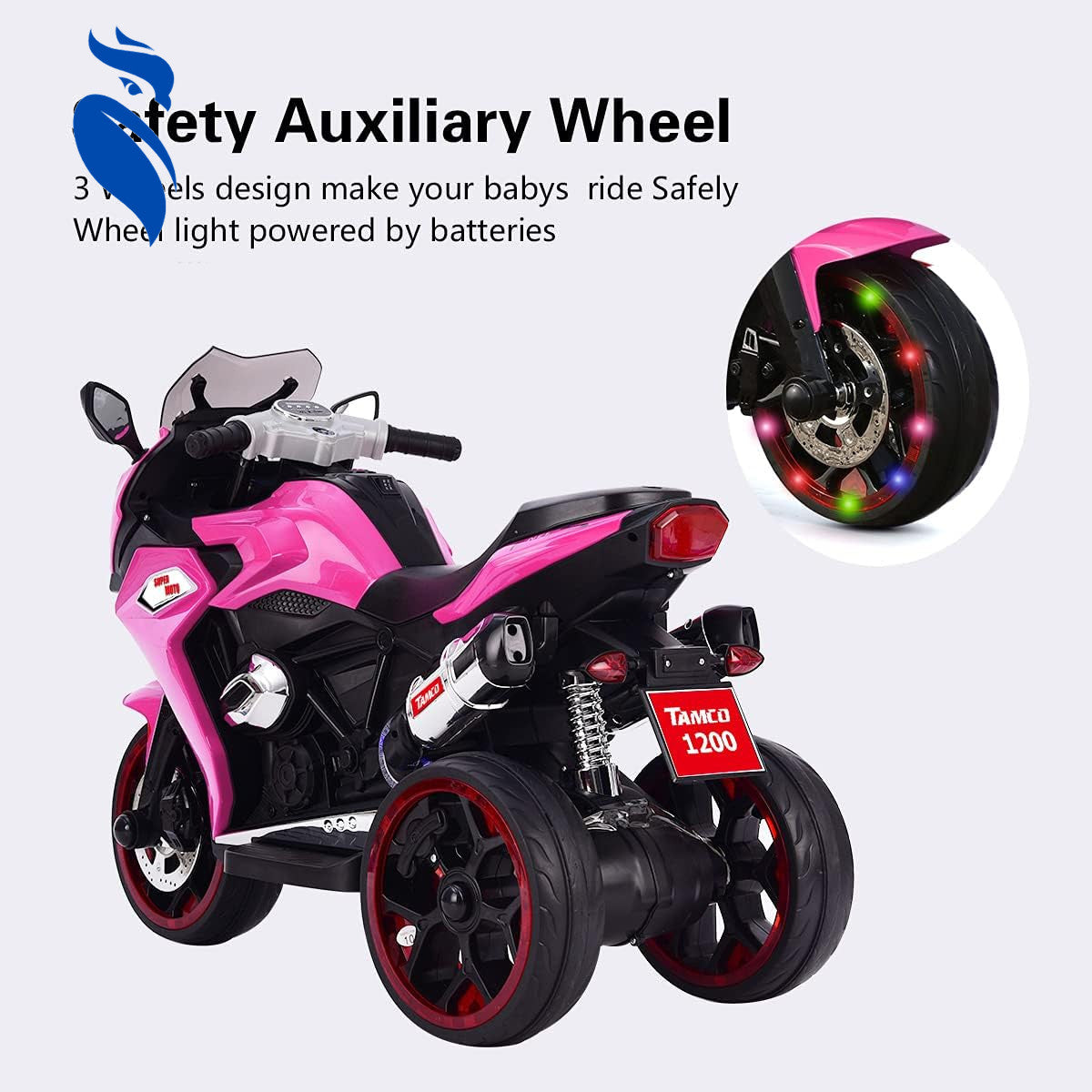 12V Kids Electric 3-Wheel Ride-On Motorcycle Toy with LED Lights for Ages 3-8 Trend Times 8