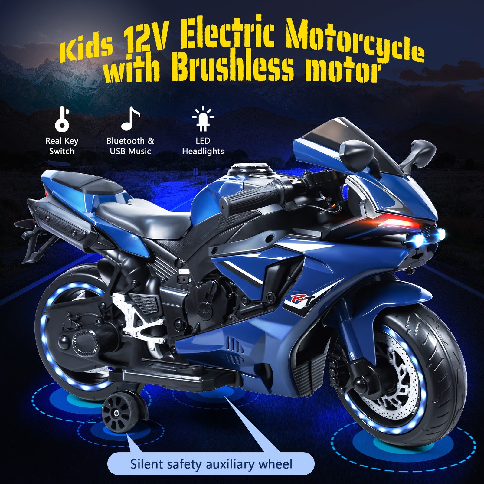 12V Kids Electric Ride-On Dirt Bike Motorcycle with LED Lights 9mph Trend Times 4