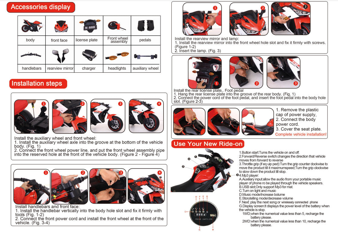 12V Kids Electric Ride-On Dirt Bike Motorcycle with LED Lights and Hand Drive Trend Times 8