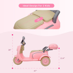 12V Electric Kids 3-Wheeler Ride-On Motorcycle Tricycle 2-Seater with Remote Control Trend Times 4