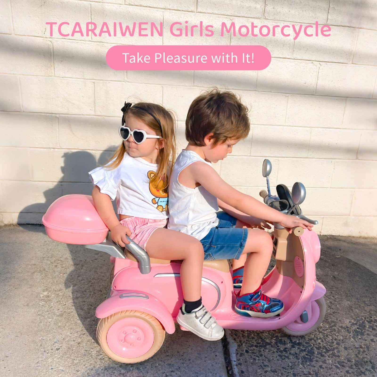 12V Electric Kids 3-Wheeler Ride-On Motorcycle Tricycle 2-Seater with Remote Control Trend Times 5