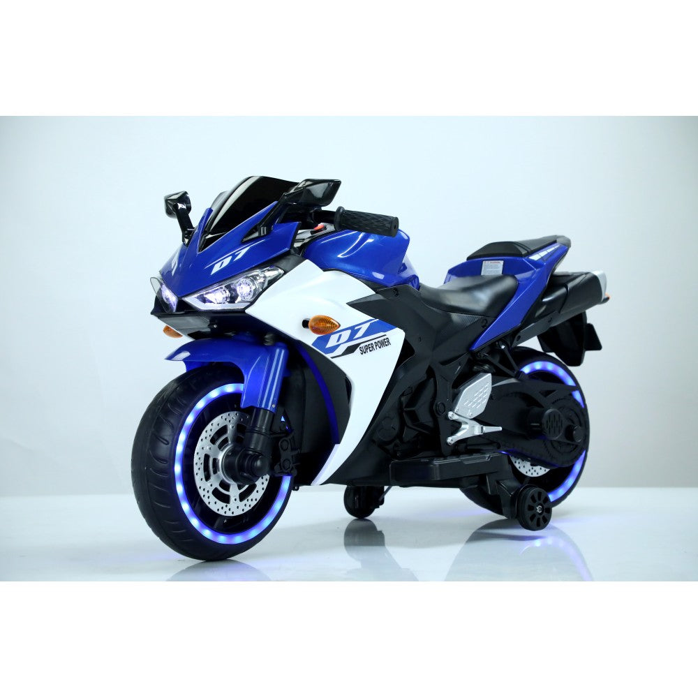 12V Kids Electric Ride-On Motorcycle Toy with Bluetooth Music, Auxiliary Wheels, and LED Lights Trend Times 13
