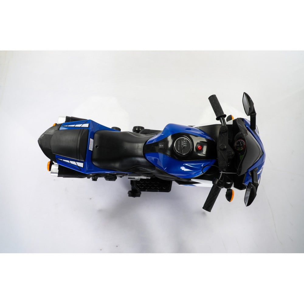12V Kids Electric Ride-On Motorcycle Toy with Bluetooth Music, Auxiliary Wheels, and LED Lights Trend Times 18