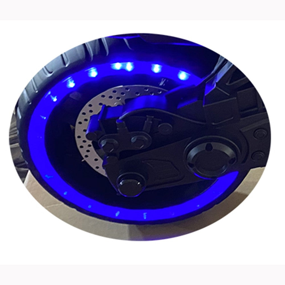 12V Kids Electric Ride-On Motorcycle Toy with Bluetooth Music, Auxiliary Wheels, and LED Lights Trend Times 24