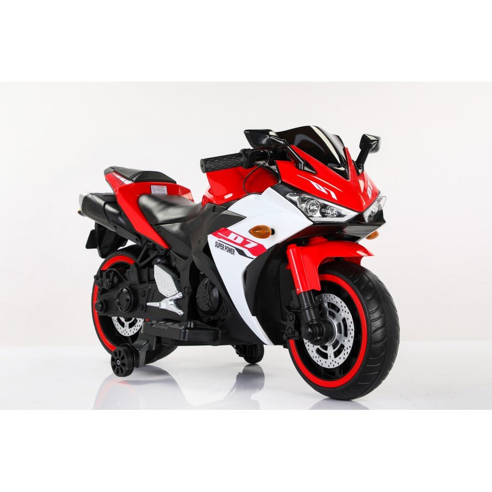 12V Kids Electric Ride-On Motorcycle Toy with Bluetooth Music, Auxiliary Wheels, and LED Lights Trend Times 7