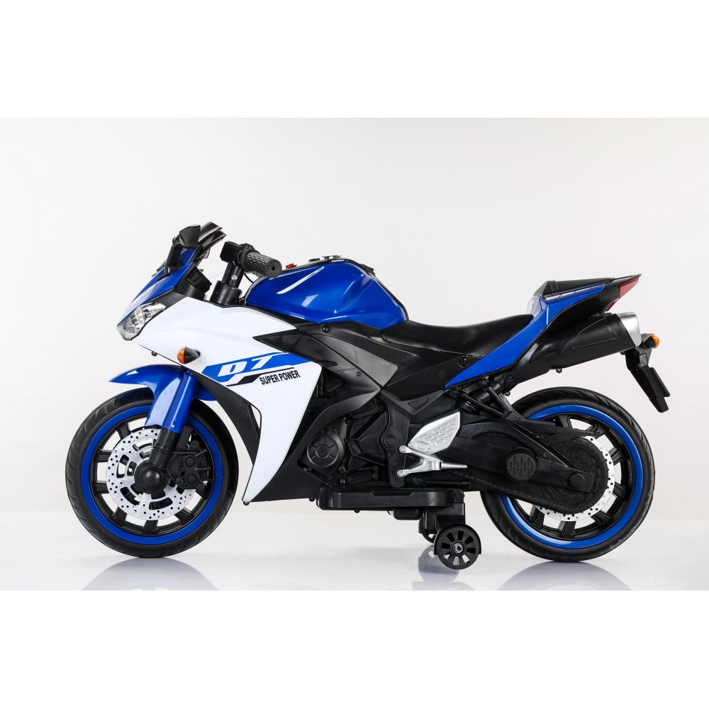 12V Kids Electric Ride-On Motorcycle Toy with Bluetooth Music, Auxiliary Wheels, and LED Lights Trend Times 17