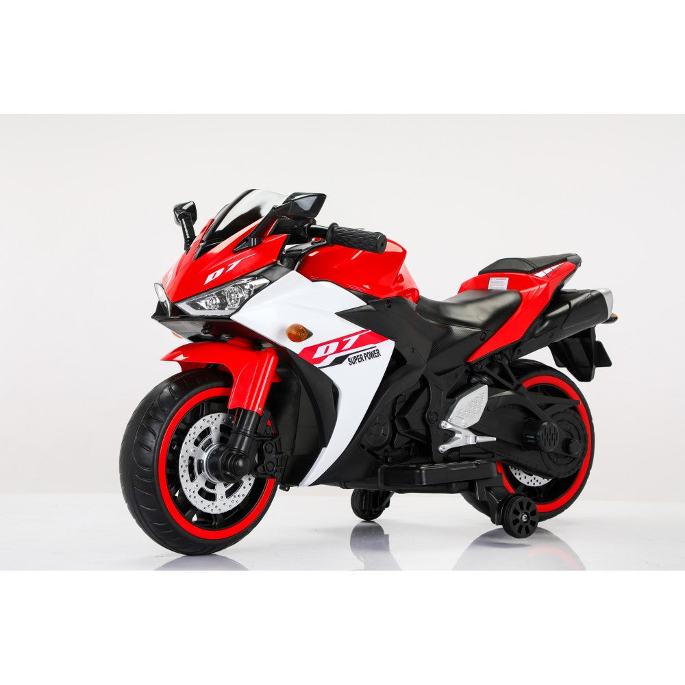 12V Kids Electric Ride-On Motorcycle Toy with Bluetooth Music, Auxiliary Wheels, and LED Lights Trend Times 6