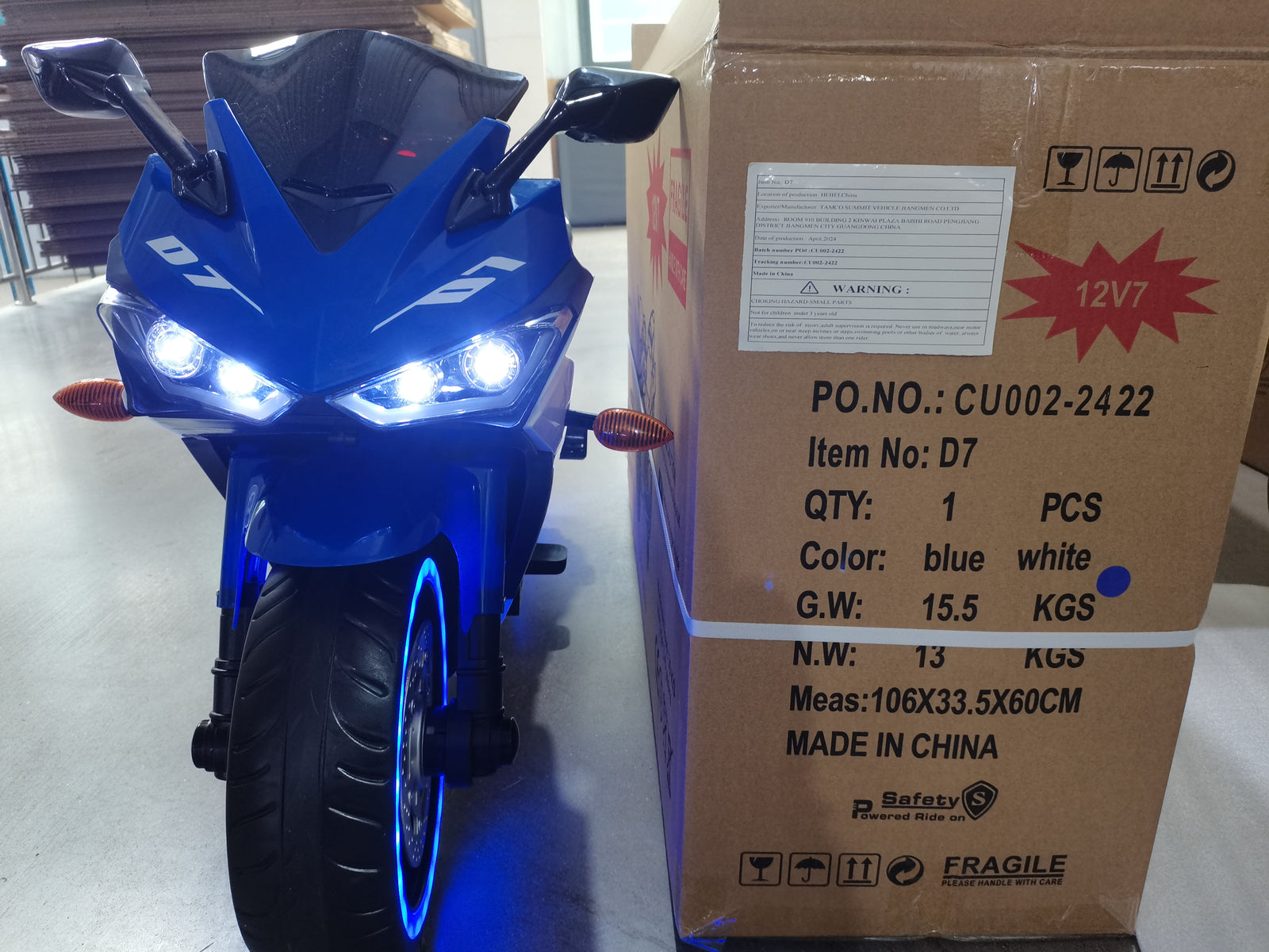 12V Kids Electric Ride-On Motorcycle Toy Car with Training Wheels and LED Lights Trend Times 18