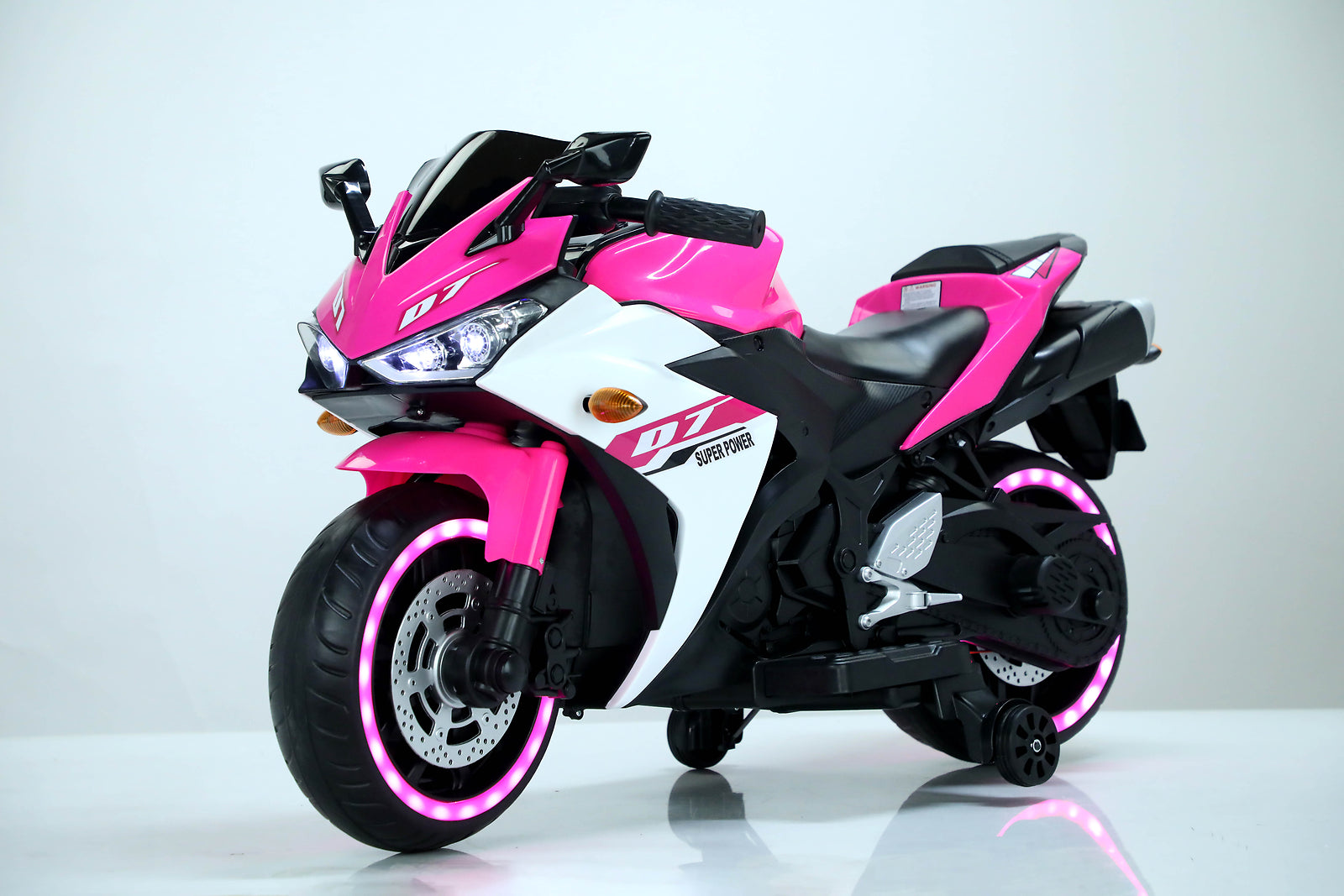 12V Kids Electric Ride-On Motorcycle Toy Car with Training Wheels and LED Lights Trend Times 19