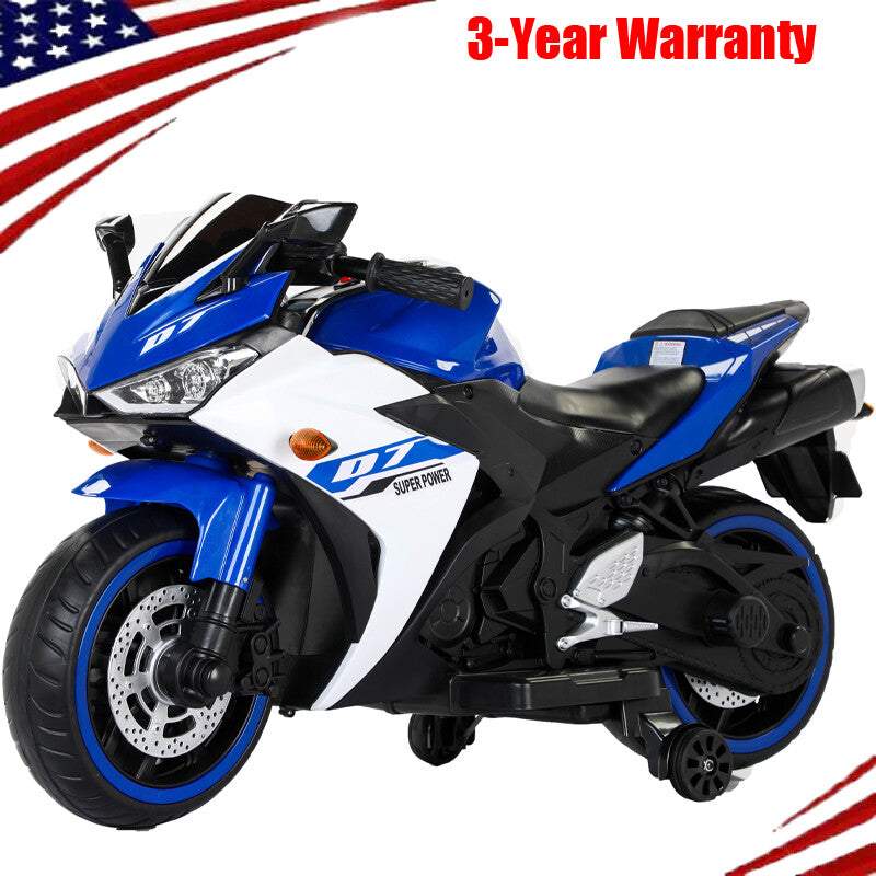 12V Kids Electric Ride-On Motorcycle Toy Car with Training Wheels and LED Lights Trend Times 5