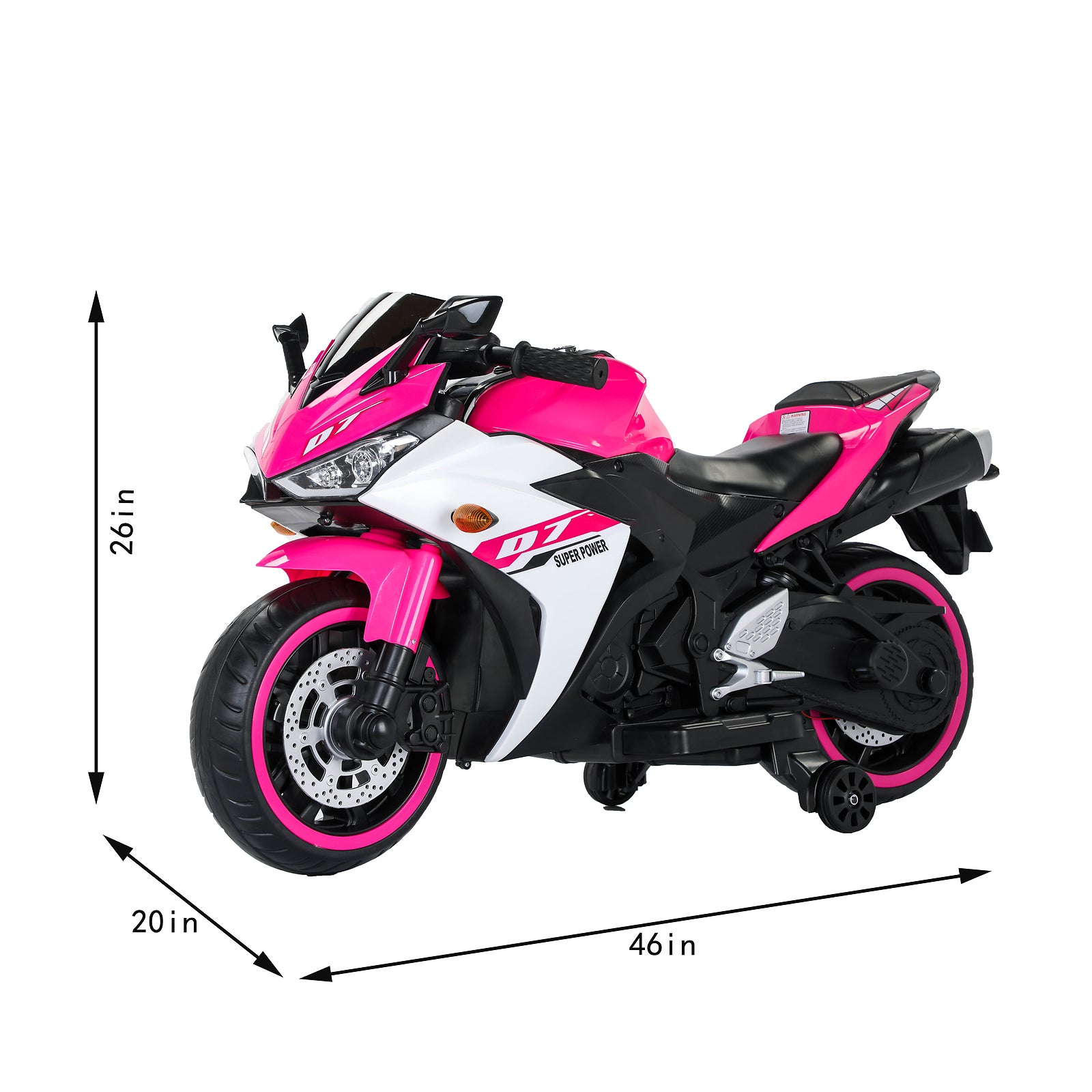 12V Kids Electric Ride-On Motorcycle Toy Car with Training Wheels and LED Lights Trend Times 6