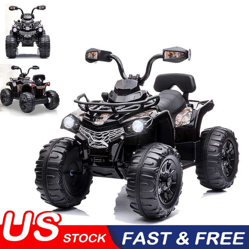 12V Kids Electric Ride-On ATV 4-Wheeler Quad Car with MP3 and LED Lights Black Trend Times 0