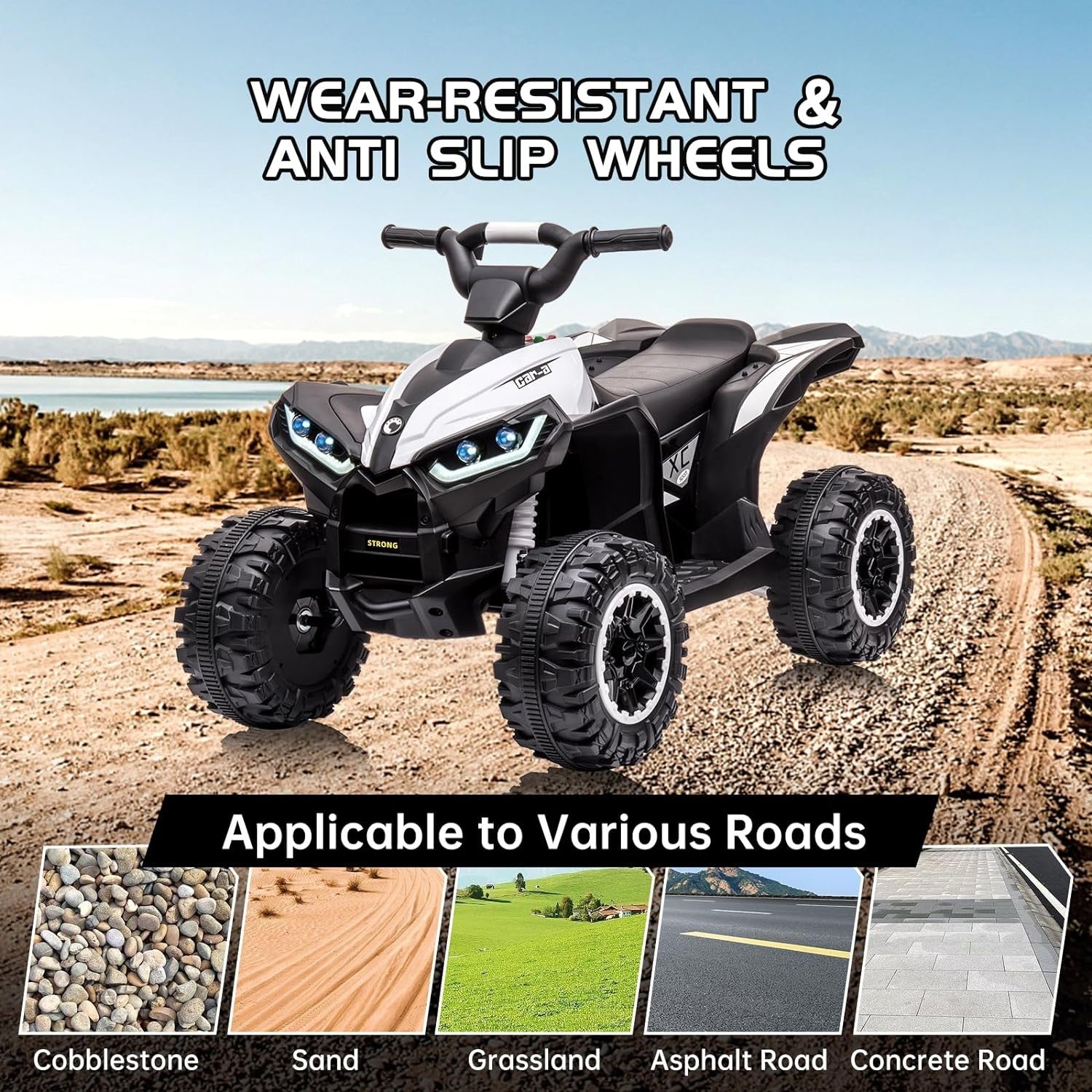 12V Kids Electric Ride-On ATV Quad 4-Wheeler Toy with Music and LED Lights Trend Times 11