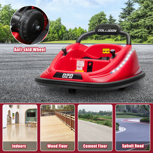 12V Kids Electric Ride-On Bumper Car Toy with 360° Spin, Remote Control, and LED Lights Trend Times 10