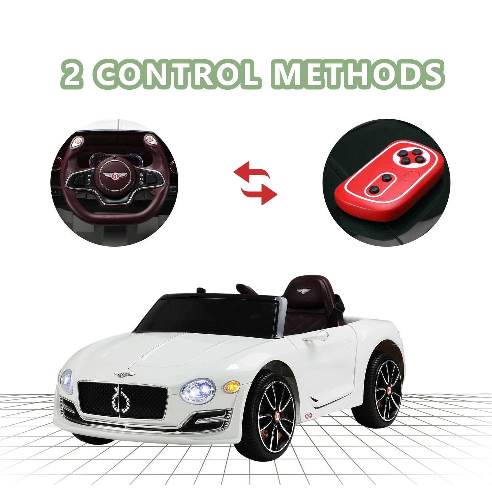 12V Kids Electric Ride-On Car Licensed Bentley with 4 Wheels, LED Lights, and Parent Remote Control Trend Times 3