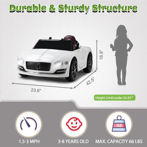 12V Kids Electric Ride-On Car Licensed Bentley with 4 Wheels, LED Lights, and Parent Remote Control Trend Times 4