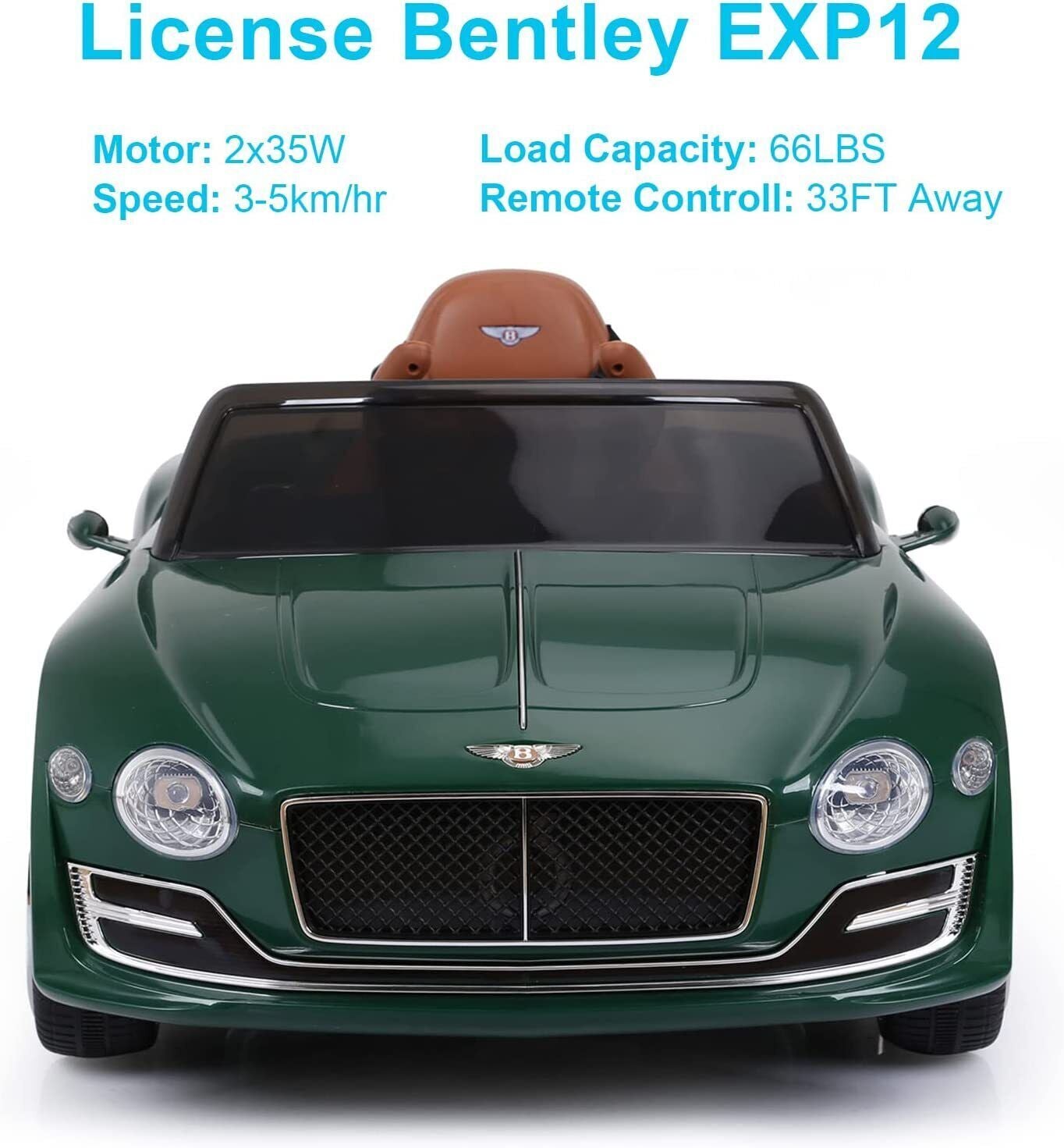 12V Kids Electric Ride-On Car with Remote Control and LED Lights Bentley Style Toy Trend Times 3