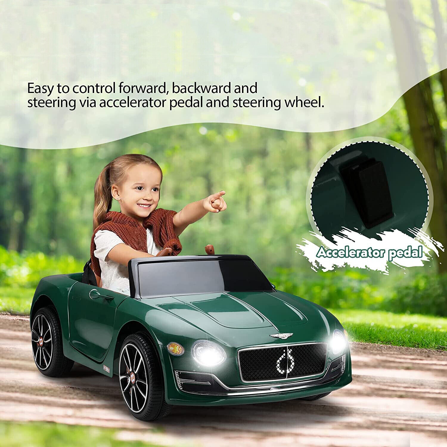 12V Kids Electric Ride-On Car with Remote Control and LED Lights Bentley Style Toy Trend Times 5